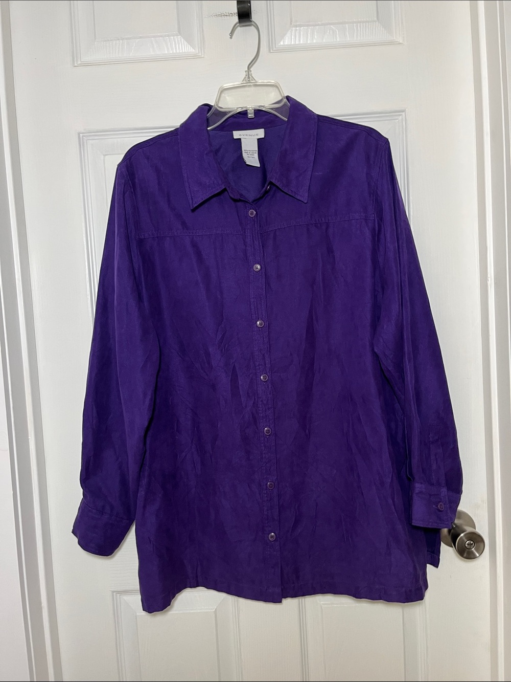 Avenue Deep Rich Purple Faux Suede Blouse